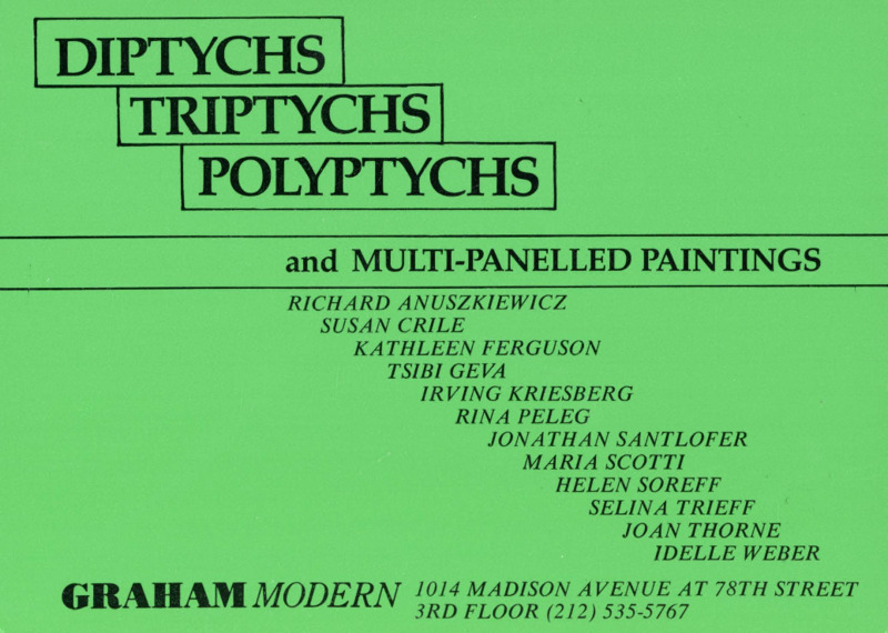 הזמנה, DIPTYCHS TRIPTYCHS POLYPTYCHS and MULTI-PANELLED PAINTINGS, רינה פלג, ציבי גבע, Graham Modern (New York), 1986