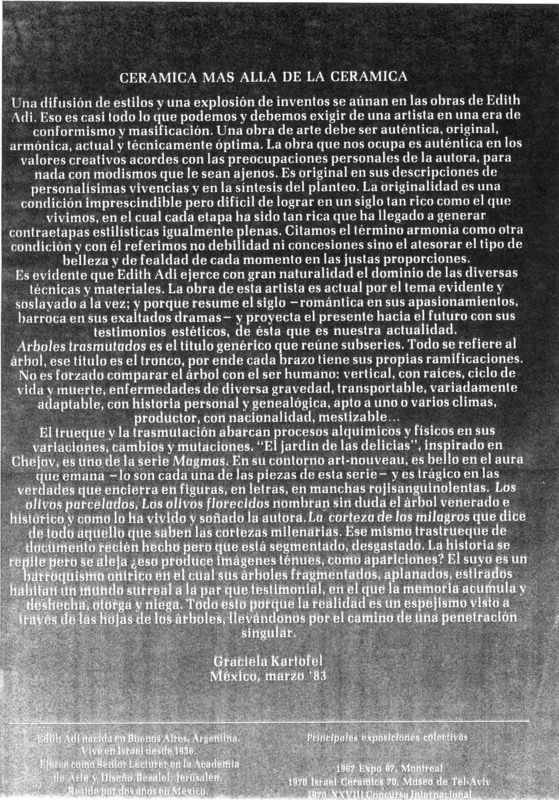 טקסט, Edith Adi (1983), עידית עדי, תערוכת יחיד, Galeria Kin (Mexico City), 1983, Galeria Kin - 1983 - עידית עדי - ברושור.pdf
