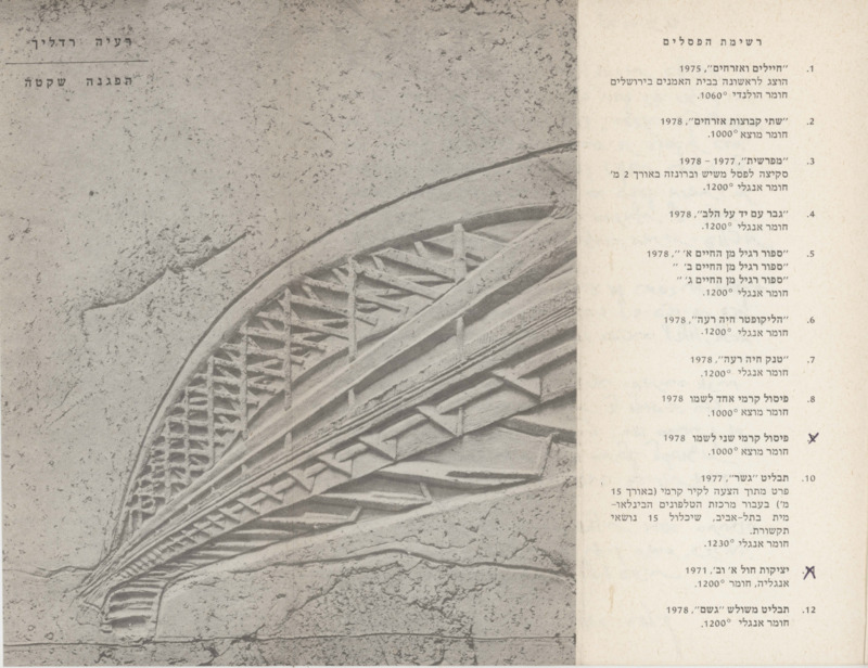 קטלוג, הפגנה שקטה, רעיה רדליך, תערוכת יחיד, מוזיאון ארץ ישראל (תל אביב), 1978