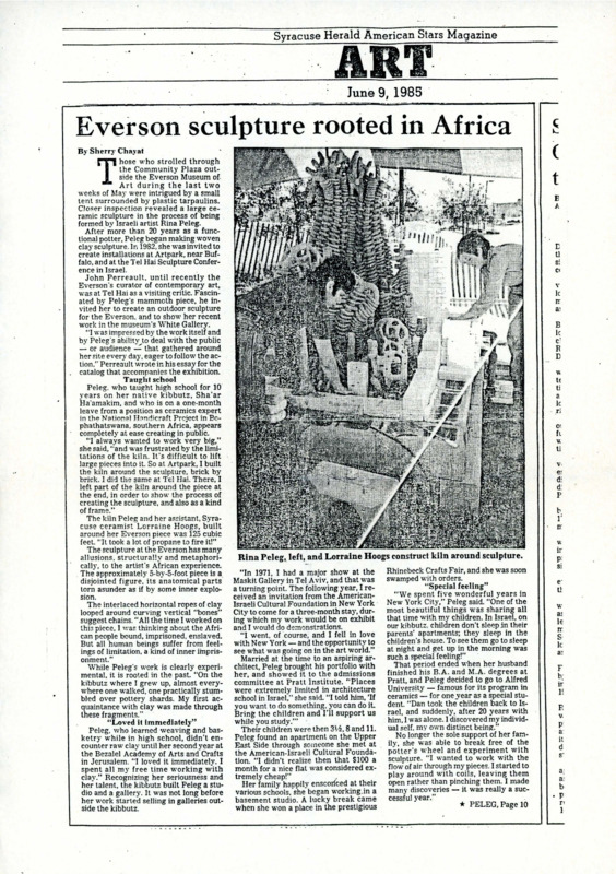 עיתונות, Ceramic Structures (1985), רינה פלג, תערוכת יחיד, Everson Museum of Art (Syracuse), 1985, רינה פלג - Everson Museum of Art - Syracuse Herald Amirican Stars Magazine- 1985.pdf